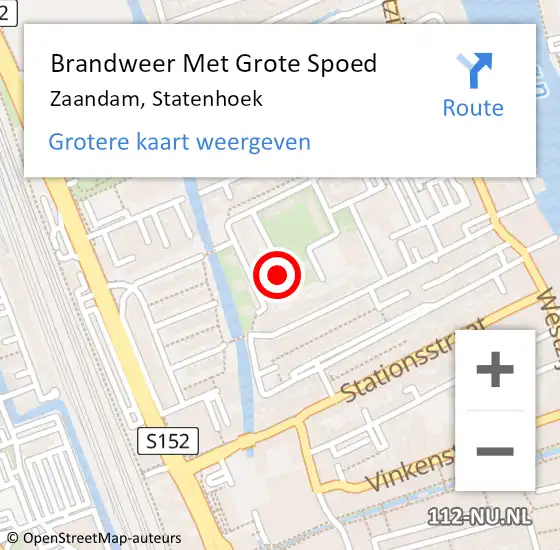 Locatie op kaart van de 112 melding: Brandweer Met Grote Spoed Naar Zaandam, Statenhoek op 19 augustus 2024 23:52