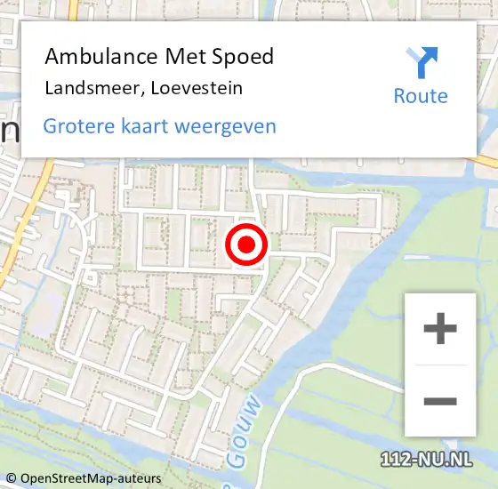 Locatie op kaart van de 112 melding: Ambulance Met Spoed Naar Landsmeer, Loevestein op 20 augustus 2024 00:03