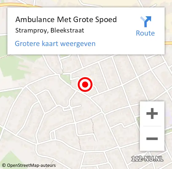 Locatie op kaart van de 112 melding: Ambulance Met Grote Spoed Naar Stramproy, Bleekstraat op 20 augustus 2024 00:12