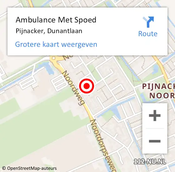 Locatie op kaart van de 112 melding: Ambulance Met Spoed Naar Pijnacker, Dunantlaan op 20 augustus 2024 00:19