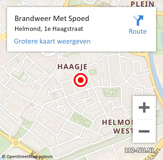 Locatie op kaart van de 112 melding: Brandweer Met Spoed Naar Helmond, 1e Haagstraat op 20 augustus 2024 00:27