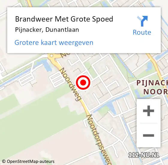 Locatie op kaart van de 112 melding: Brandweer Met Grote Spoed Naar Pijnacker, Dunantlaan op 20 augustus 2024 00:38