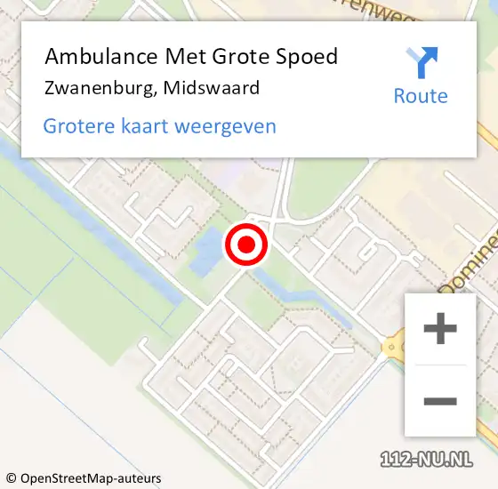 Locatie op kaart van de 112 melding: Ambulance Met Grote Spoed Naar Zwanenburg, Midswaard op 20 augustus 2024 01:23