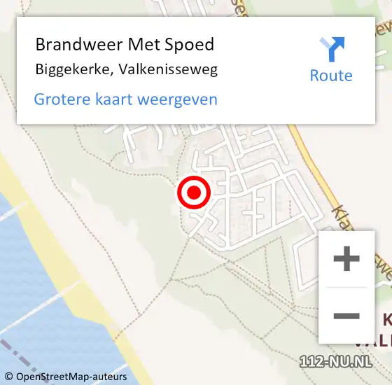 Locatie op kaart van de 112 melding: Brandweer Met Spoed Naar Biggekerke, Valkenisseweg op 20 augustus 2024 03:13