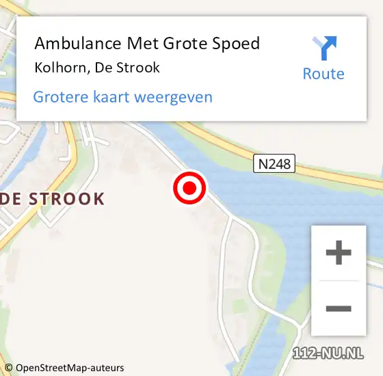 Locatie op kaart van de 112 melding: Ambulance Met Grote Spoed Naar Kolhorn, De Strook op 20 augustus 2024 03:43