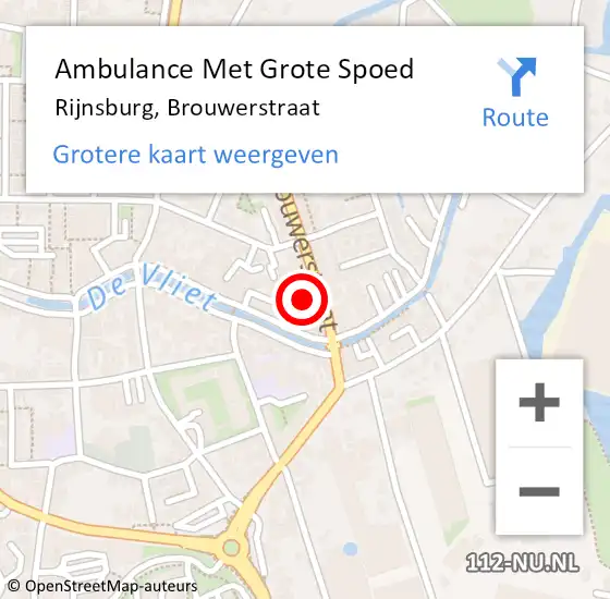 Locatie op kaart van de 112 melding: Ambulance Met Grote Spoed Naar Rijnsburg, Brouwerstraat op 20 augustus 2024 04:18