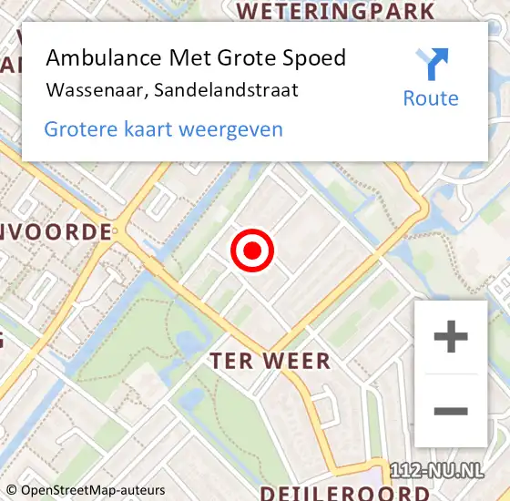 Locatie op kaart van de 112 melding: Ambulance Met Grote Spoed Naar Wassenaar, Sandelandstraat op 20 augustus 2024 04:23