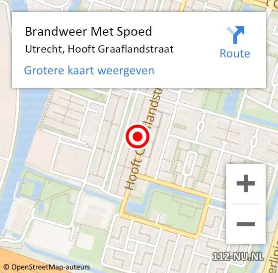 Locatie op kaart van de 112 melding: Brandweer Met Spoed Naar Utrecht, Hooft Graaflandstraat op 20 augustus 2024 04:26