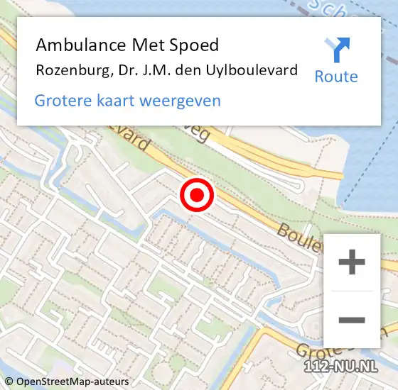 Locatie op kaart van de 112 melding: Ambulance Met Spoed Naar Rozenburg, Dr. J.M. den Uylboulevard op 20 augustus 2024 04:31