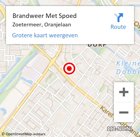 Locatie op kaart van de 112 melding: Brandweer Met Spoed Naar Zoetermeer, Oranjelaan op 20 augustus 2024 04:35