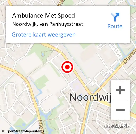 Locatie op kaart van de 112 melding: Ambulance Met Spoed Naar Noordwijk, van Panhuysstraat op 20 augustus 2024 05:35