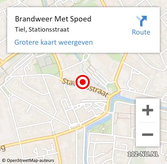 Locatie op kaart van de 112 melding: Brandweer Met Spoed Naar Tiel, Stationsstraat op 20 augustus 2024 05:48