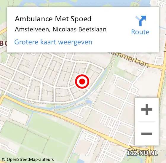 Locatie op kaart van de 112 melding: Ambulance Met Spoed Naar Amstelveen, Nicolaas Beetslaan op 20 augustus 2024 07:09