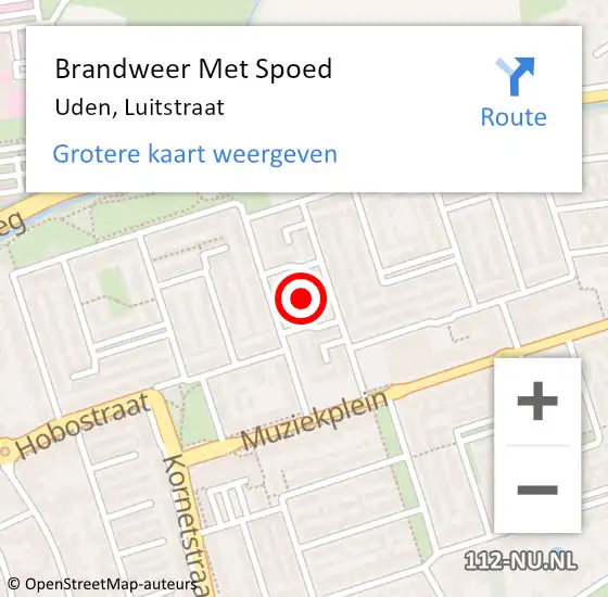 Locatie op kaart van de 112 melding: Brandweer Met Spoed Naar Uden, Luitstraat op 20 augustus 2024 07:15