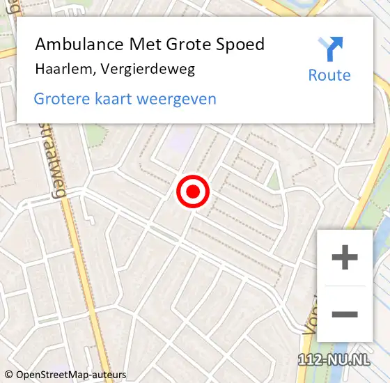 Locatie op kaart van de 112 melding: Ambulance Met Grote Spoed Naar Haarlem, Vergierdeweg op 20 augustus 2024 07:21