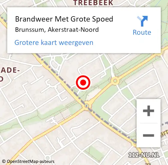 Locatie op kaart van de 112 melding: Brandweer Met Grote Spoed Naar Brunssum, Akerstraat-Noord op 20 augustus 2024 07:27