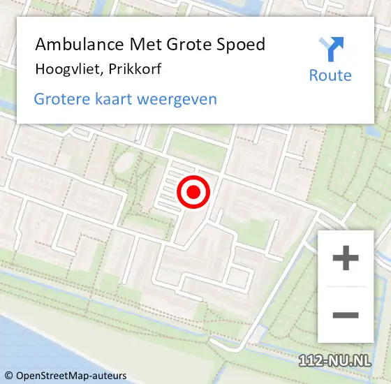 Locatie op kaart van de 112 melding: Ambulance Met Grote Spoed Naar Hoogvliet, Prikkorf op 20 augustus 2024 07:33