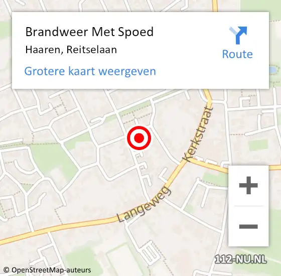 Locatie op kaart van de 112 melding: Brandweer Met Spoed Naar Haaren, Reitselaan op 20 augustus 2024 07:43