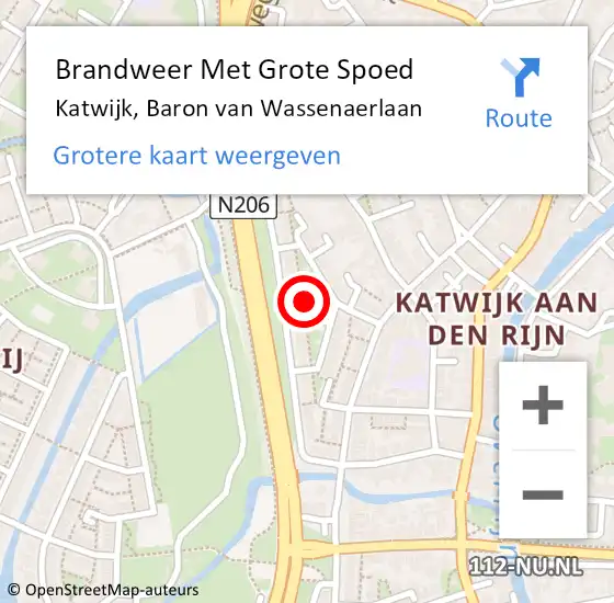 Locatie op kaart van de 112 melding: Brandweer Met Grote Spoed Naar Katwijk, Baron van Wassenaerlaan op 20 augustus 2024 07:49