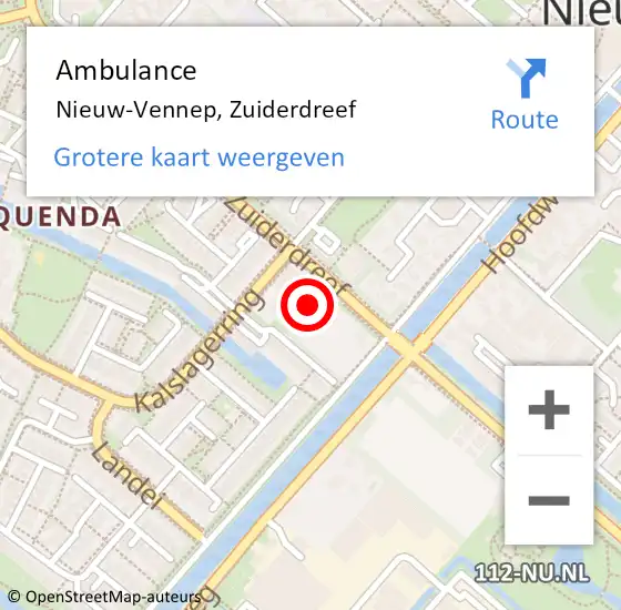 Locatie op kaart van de 112 melding: Ambulance Nieuw-Vennep, Zuiderdreef op 20 augustus 2024 07:56