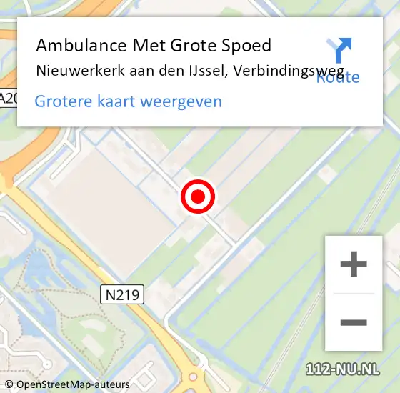 Locatie op kaart van de 112 melding: Ambulance Met Grote Spoed Naar Nieuwerkerk aan den IJssel, Verbindingsweg op 20 augustus 2024 08:03