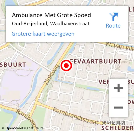 Locatie op kaart van de 112 melding: Ambulance Met Grote Spoed Naar Oud-Beijerland, Waalhavenstraat op 20 augustus 2024 08:10