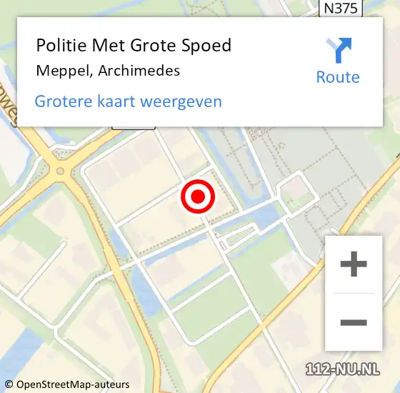 Locatie op kaart van de 112 melding: Politie Met Grote Spoed Naar Meppel, Archimedes op 20 augustus 2024 08:26