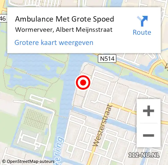 Locatie op kaart van de 112 melding: Ambulance Met Grote Spoed Naar Wormerveer, Albert Meijnsstraat op 20 augustus 2024 08:52