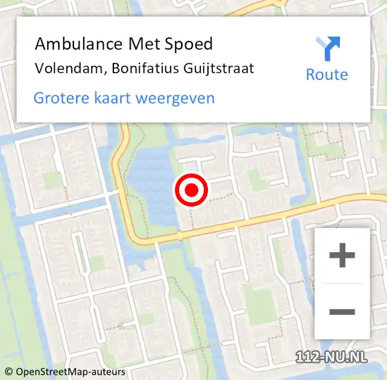 Locatie op kaart van de 112 melding: Ambulance Met Spoed Naar Volendam, Bonifatius Guijtstraat op 20 augustus 2024 08:52