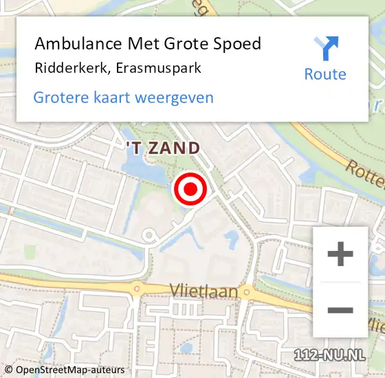 Locatie op kaart van de 112 melding: Ambulance Met Grote Spoed Naar Ridderkerk, Erasmuspark op 20 augustus 2024 08:52