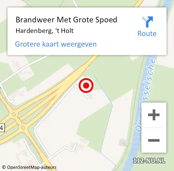 Locatie op kaart van de 112 melding: Brandweer Met Grote Spoed Naar Hardenberg, 't Holt op 20 augustus 2024 09:10