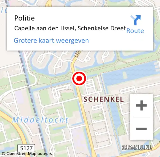 Locatie op kaart van de 112 melding: Politie Capelle aan den IJssel, Schenkelse Dreef op 20 augustus 2024 09:34