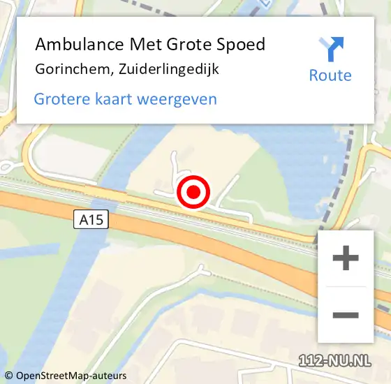 Locatie op kaart van de 112 melding: Ambulance Met Grote Spoed Naar Gorinchem, Zuiderlingedijk op 20 augustus 2024 09:37