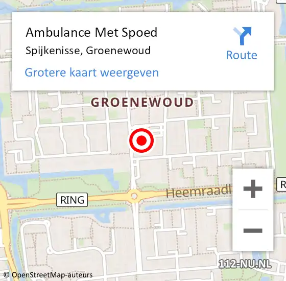 Locatie op kaart van de 112 melding: Ambulance Met Spoed Naar Spijkenisse, Groenewoud op 20 augustus 2024 09:38