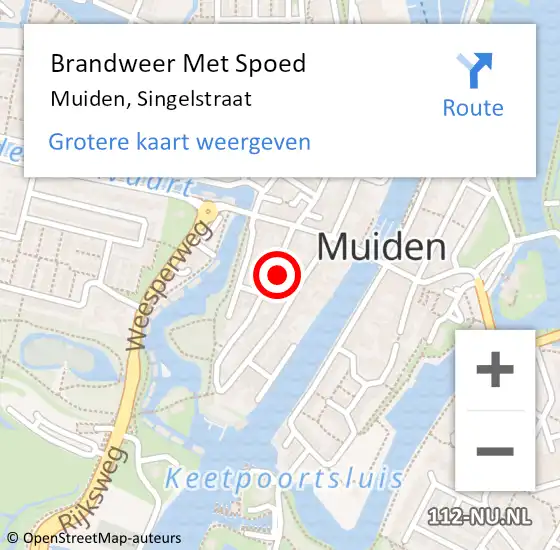 Locatie op kaart van de 112 melding: Brandweer Met Spoed Naar Muiden, Singelstraat op 20 augustus 2024 09:38