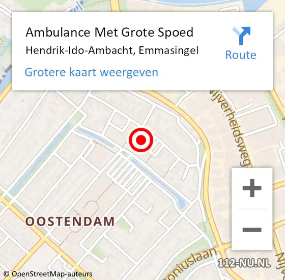 Locatie op kaart van de 112 melding: Ambulance Met Grote Spoed Naar Hendrik-Ido-Ambacht, Emmasingel op 20 augustus 2024 09:56