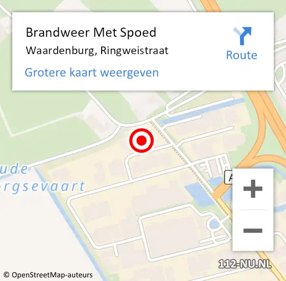 Locatie op kaart van de 112 melding: Brandweer Met Spoed Naar Waardenburg, Ringweistraat op 20 augustus 2024 10:00