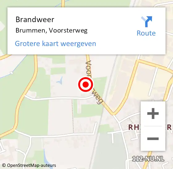 Locatie op kaart van de 112 melding: Brandweer Brummen, Voorsterweg op 20 augustus 2024 10:00