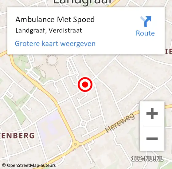 Locatie op kaart van de 112 melding: Ambulance Met Spoed Naar Landgraaf, Verdistraat op 16 oktober 2014 22:10