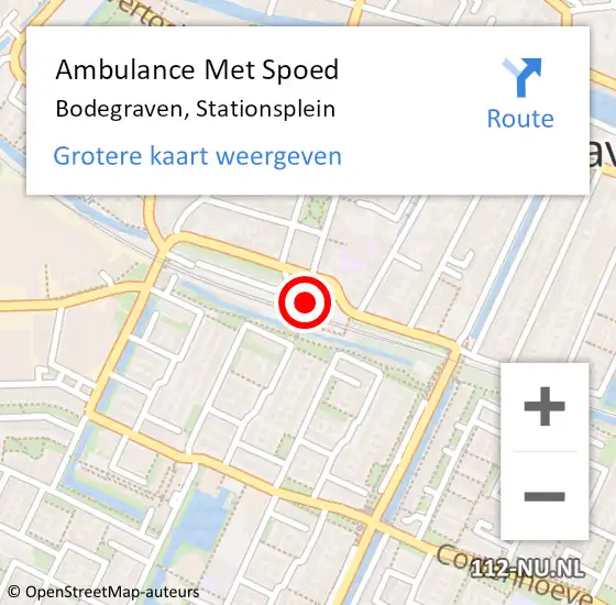 Locatie op kaart van de 112 melding: Ambulance Met Spoed Naar Bodegraven, Stationsplein op 20 augustus 2024 10:19