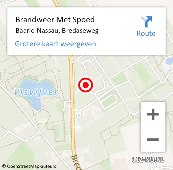 Locatie op kaart van de 112 melding: Brandweer Met Spoed Naar Baarle-Nassau, Bredaseweg op 20 augustus 2024 10:34