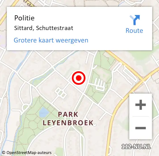 Locatie op kaart van de 112 melding: Politie Sittard, Schuttestraat op 20 augustus 2024 11:01