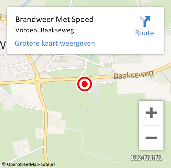 Locatie op kaart van de 112 melding: Brandweer Met Spoed Naar Vorden, Baakseweg op 20 augustus 2024 11:16