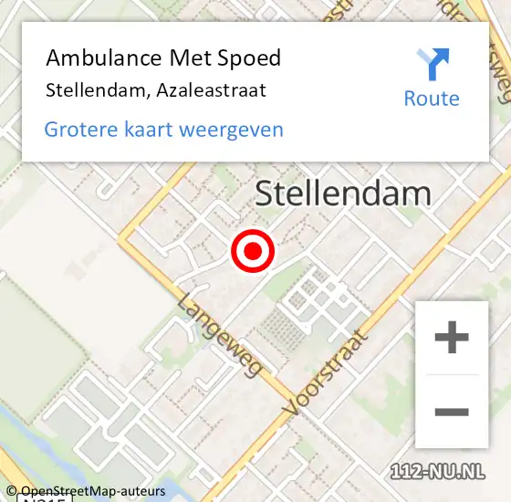 Locatie op kaart van de 112 melding: Ambulance Met Spoed Naar Stellendam, Azaleastraat op 20 augustus 2024 11:37