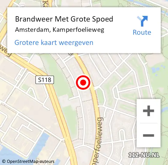 Locatie op kaart van de 112 melding: Brandweer Met Grote Spoed Naar Amsterdam, Kamperfoelieweg op 20 augustus 2024 11:39