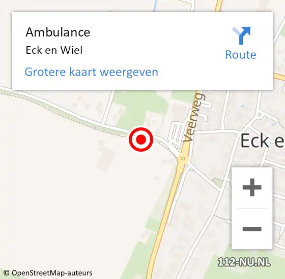 Locatie op kaart van de 112 melding: Ambulance Eck en Wiel op 20 augustus 2024 11:41