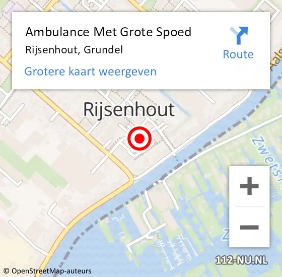 Locatie op kaart van de 112 melding: Ambulance Met Grote Spoed Naar Rijsenhout, Grundel op 20 augustus 2024 11:44