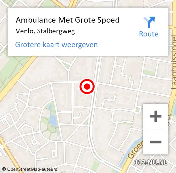 Locatie op kaart van de 112 melding: Ambulance Met Grote Spoed Naar Venlo, Stalbergweg op 20 augustus 2024 12:03