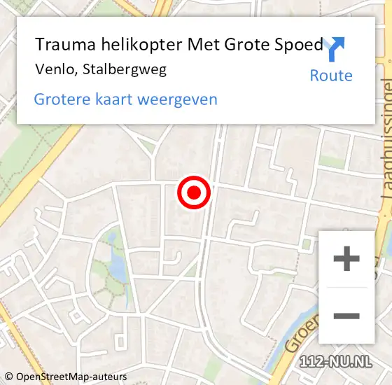 Locatie op kaart van de 112 melding: Trauma helikopter Met Grote Spoed Naar Venlo, Stalbergweg op 20 augustus 2024 12:03