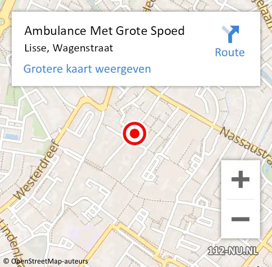 Locatie op kaart van de 112 melding: Ambulance Met Grote Spoed Naar Lisse, Wagenstraat op 20 augustus 2024 12:05